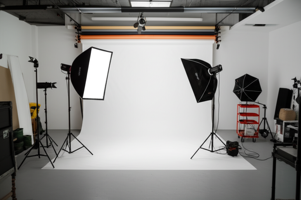 Professional studio portrait setup